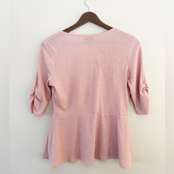 Topshop Tie-Front Peplum Top, Blush - Picture 3 of 4